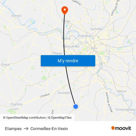 Etampes to Cormeilles-En-Vexin map