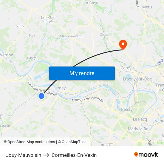 Jouy-Mauvoisin to Cormeilles-En-Vexin map