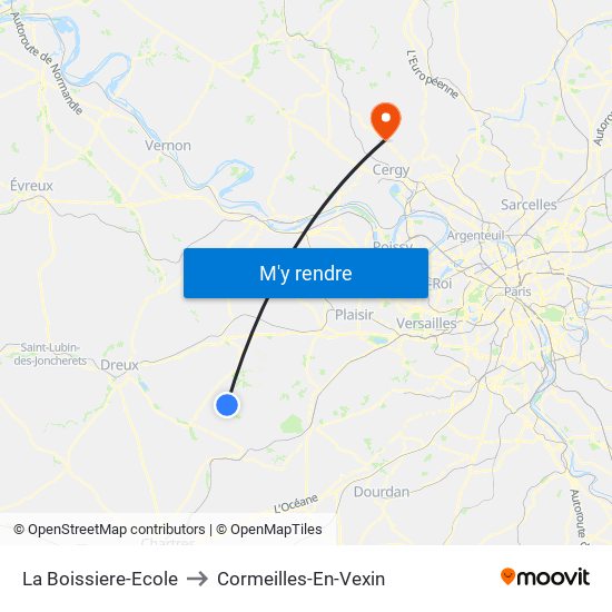 La Boissiere-Ecole to Cormeilles-En-Vexin map