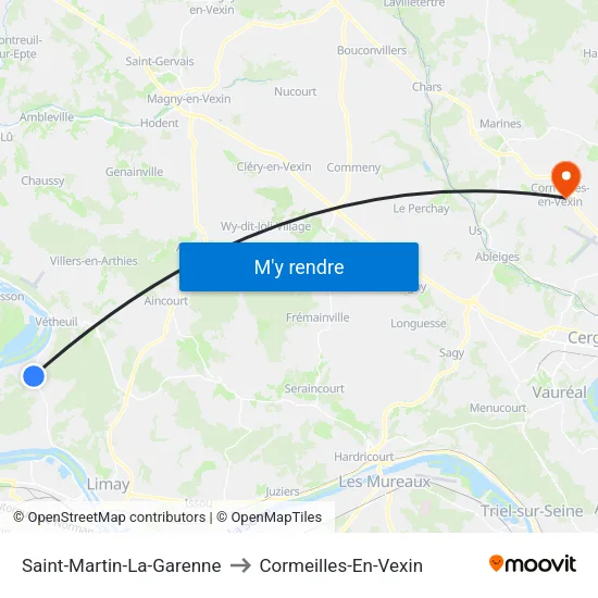 Saint-Martin-La-Garenne to Cormeilles-En-Vexin map