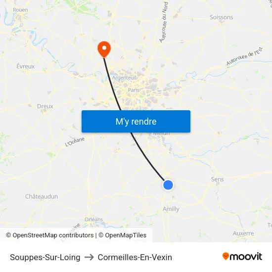 Souppes-Sur-Loing to Cormeilles-En-Vexin map