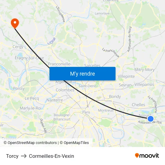 Torcy to Cormeilles-En-Vexin map