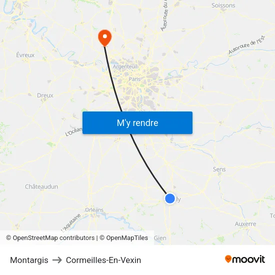 Montargis to Cormeilles-En-Vexin map
