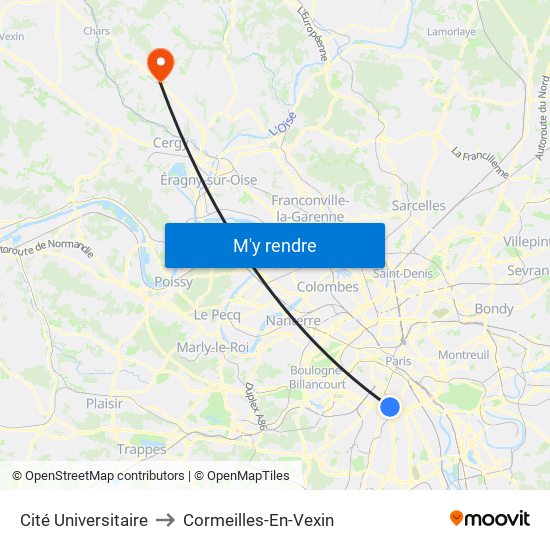 Cité Universitaire to Cormeilles-En-Vexin map