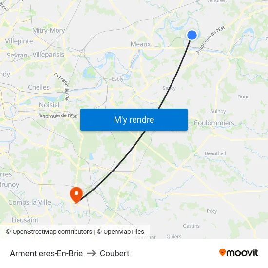 Armentieres-En-Brie to Coubert map