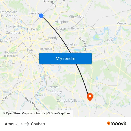 Arnouville to Coubert map