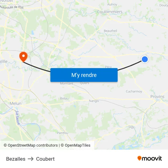 Bezalles to Coubert map