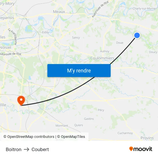 Boitron to Coubert map