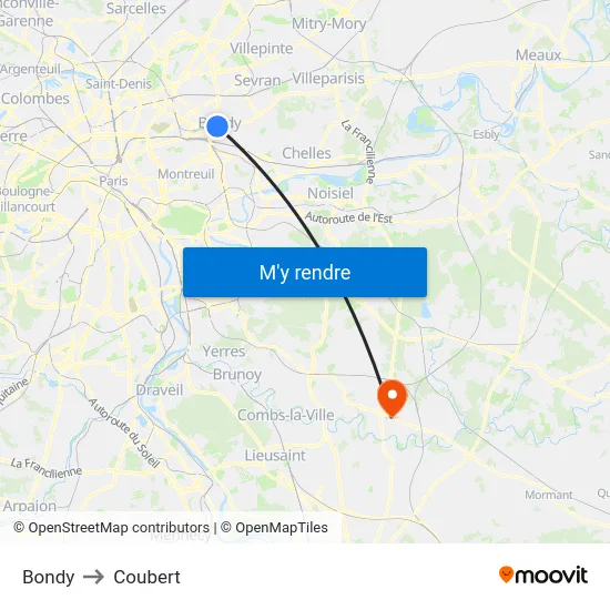 Bondy to Coubert map