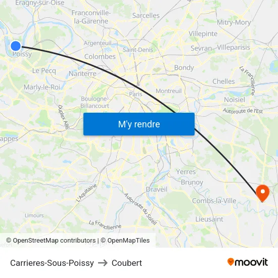 Carrieres-Sous-Poissy to Coubert map