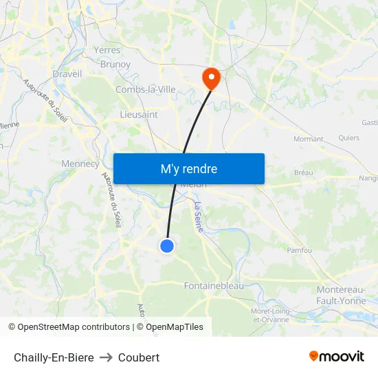 Chailly-En-Biere to Coubert map