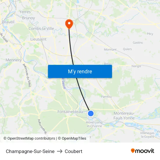 Champagne-Sur-Seine to Coubert map