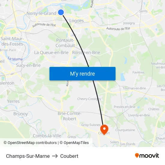 Champs-Sur-Marne to Coubert map