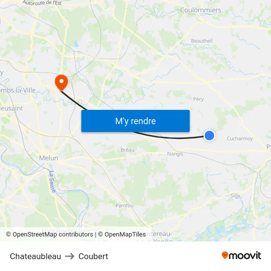 Chateaubleau to Coubert map