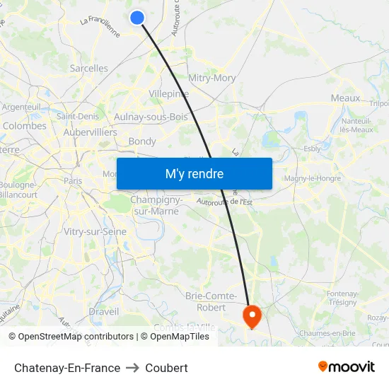 Chatenay-En-France to Coubert map