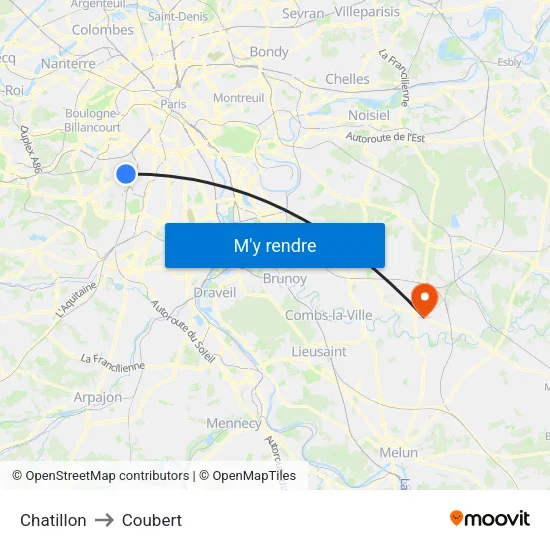 Chatillon to Coubert map