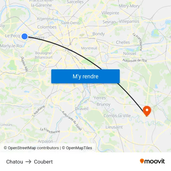 Chatou to Coubert map