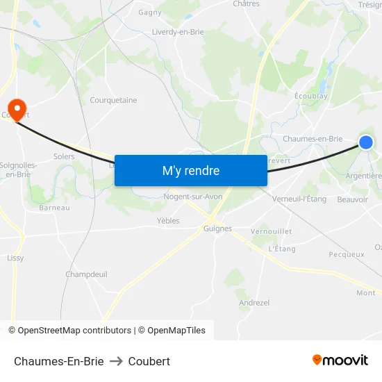 Chaumes-En-Brie to Coubert map