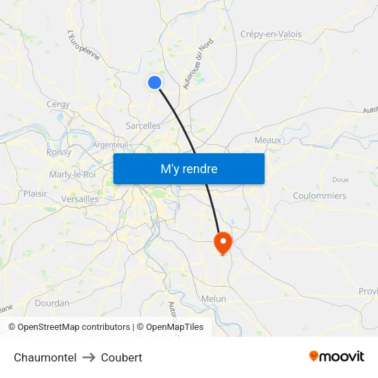 Chaumontel to Coubert map