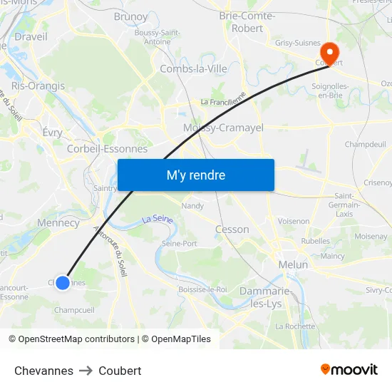 Chevannes to Coubert map