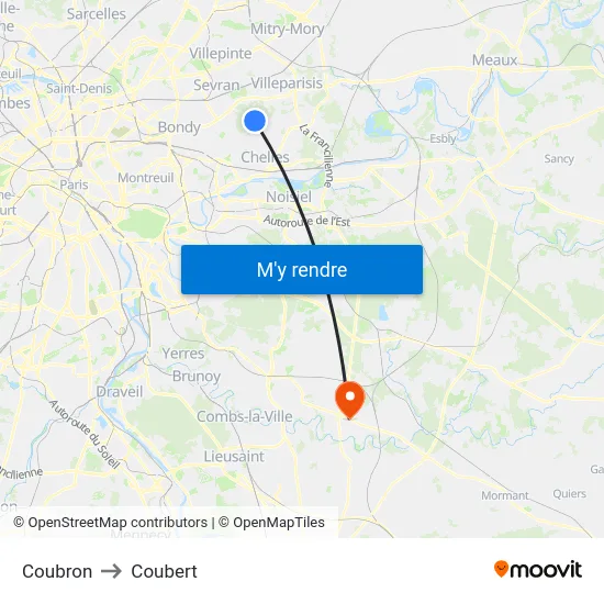 Coubron to Coubert map