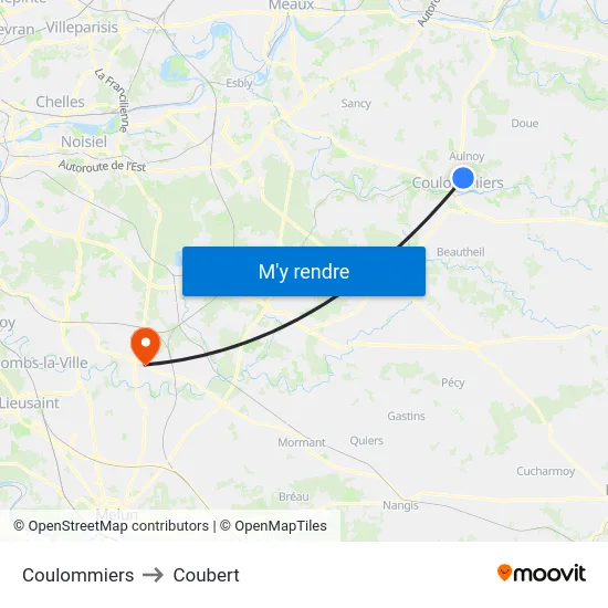 Coulommiers to Coubert map