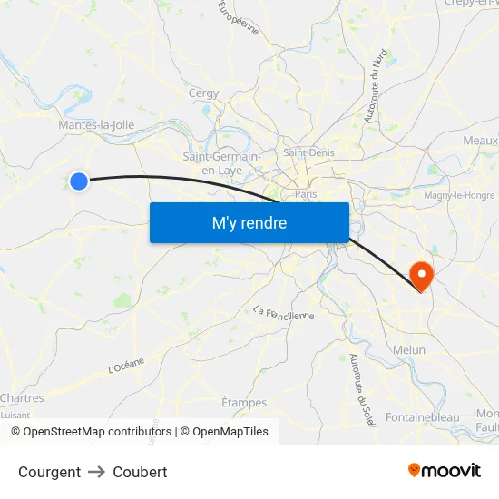 Courgent to Coubert map
