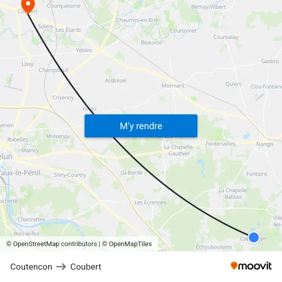 Coutencon to Coubert map