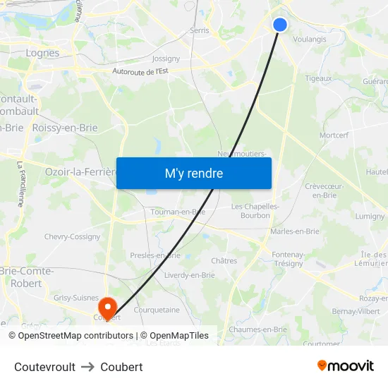 Coutevroult to Coubert map
