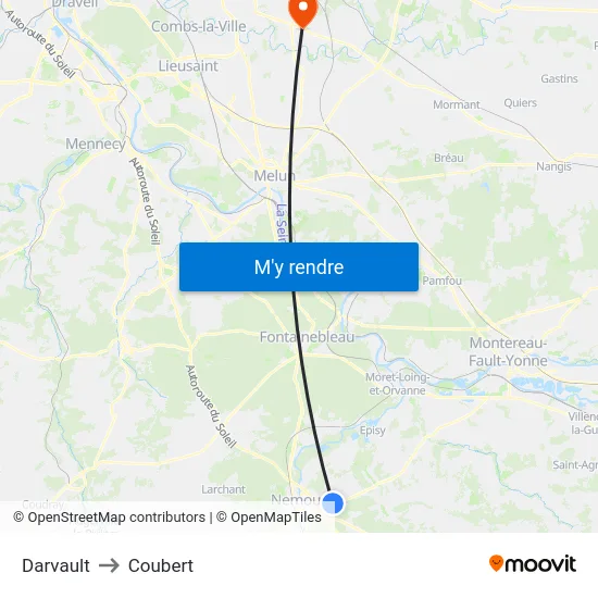 Darvault to Coubert map