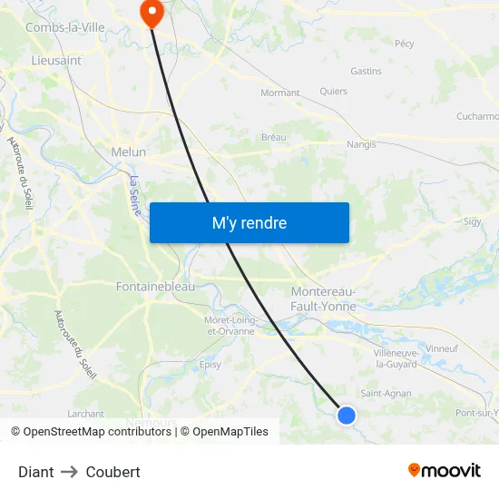 Diant to Coubert map