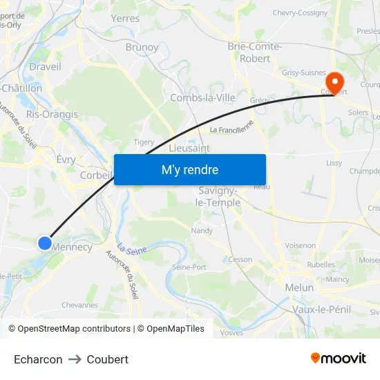 Echarcon to Coubert map