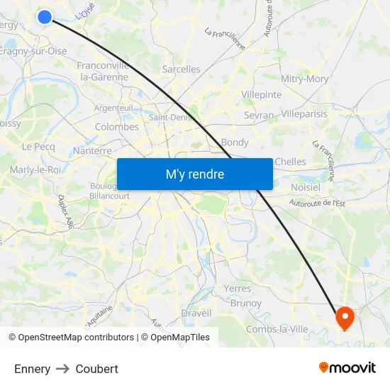 Ennery to Coubert map