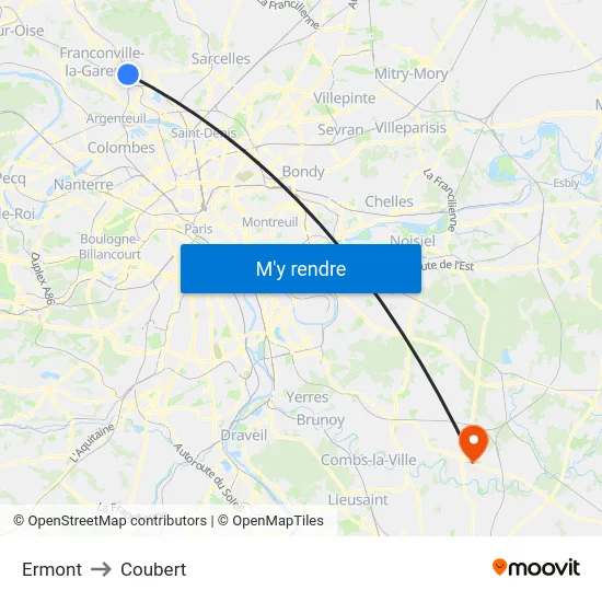 Ermont to Coubert map