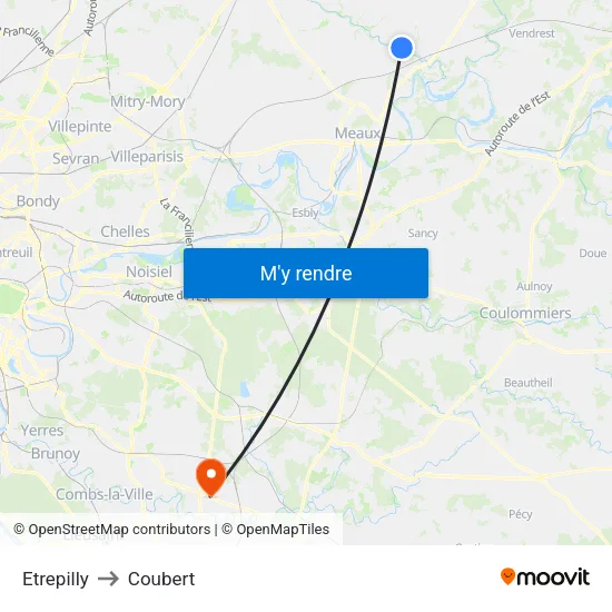 Etrepilly to Coubert map
