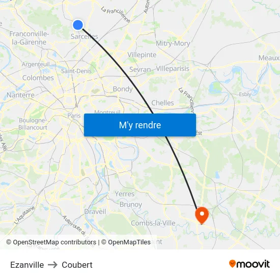 Ezanville to Coubert map