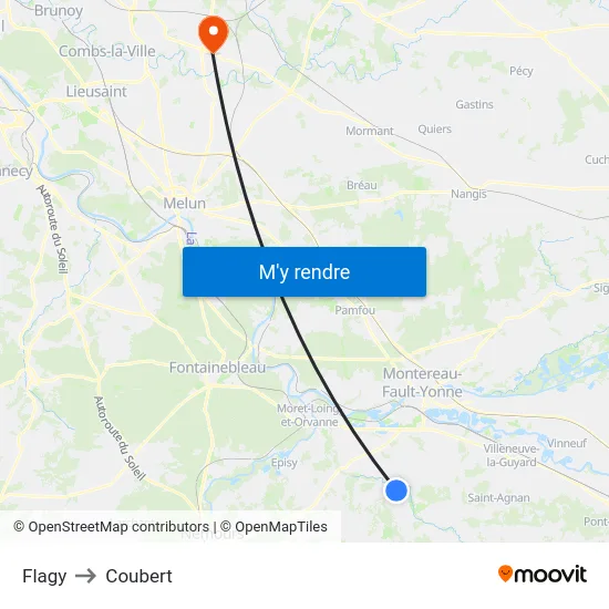 Flagy to Coubert map
