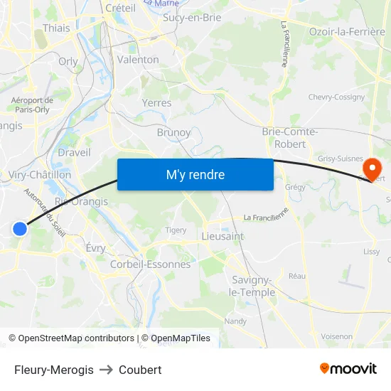 Fleury-Merogis to Coubert map