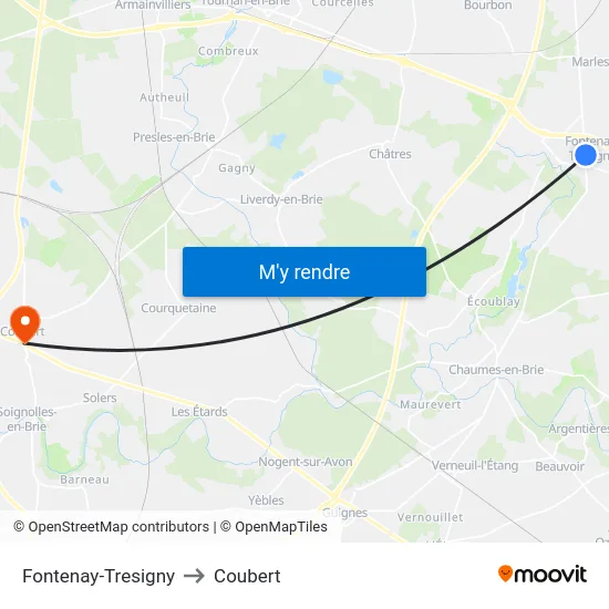 Fontenay-Tresigny to Coubert map