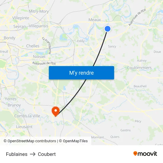 Fublaines to Coubert map