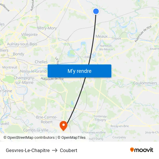 Gesvres-Le-Chapitre to Coubert map