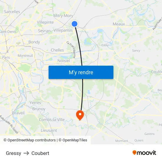 Gressy to Coubert map