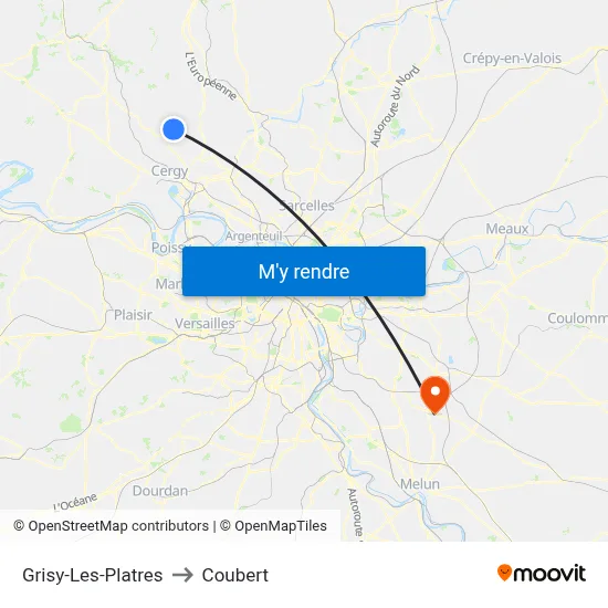 Grisy-Les-Platres to Coubert map