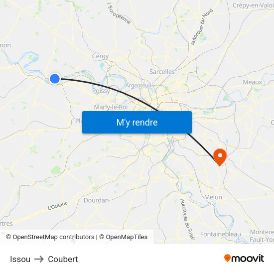 Issou to Coubert map