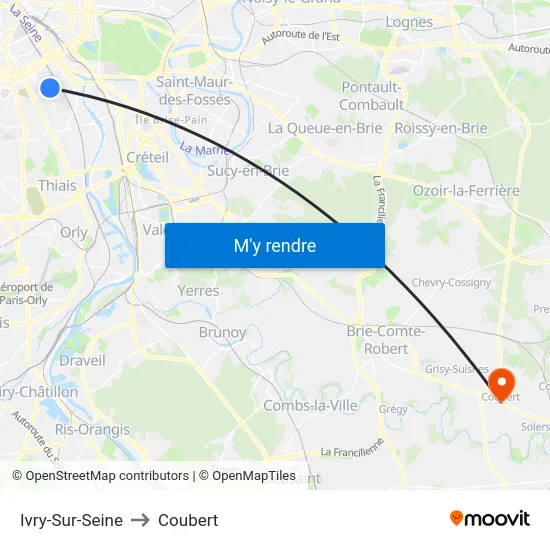 Ivry-Sur-Seine to Coubert map