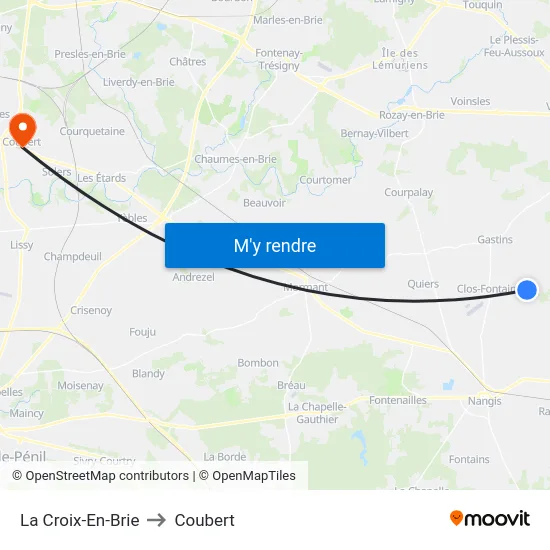 La Croix-En-Brie to Coubert map