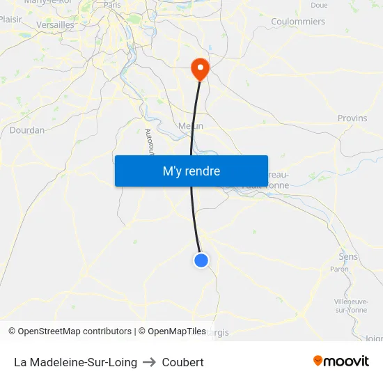 La Madeleine-Sur-Loing to Coubert map