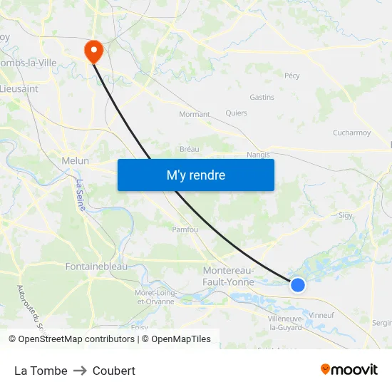 La Tombe to Coubert map