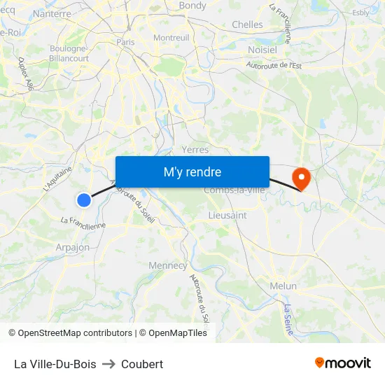 La Ville-Du-Bois to Coubert map