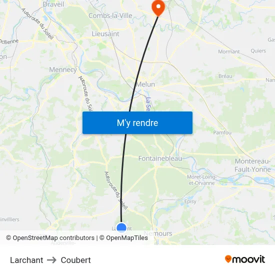 Larchant to Coubert map